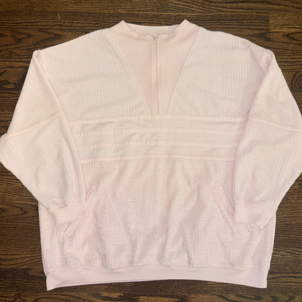Light pink vintage 80s quarter zip sweater